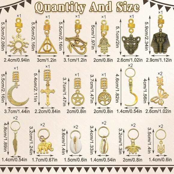 187PCS Hair Jewelry for Braids Gold Loc Clips Beads Rings Hair Accessories main image 7